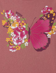 Girls Butterfly Flowers Graphic Tee