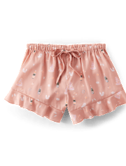 Pantalones cortos de pijama de satén con volantes nupciales para mujer