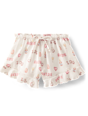 Womens Bridal Ruffle Satin Pajama Shorts