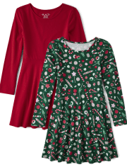 Lot de 2 robes patineuses de Noël Candy pour fille
