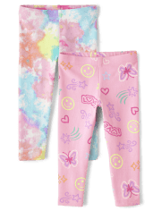 Toddler Girls Rainbow Tie Dye Leggings 2-Pack