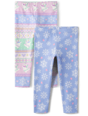 Pack de 2 leggings con copos de nieve para niñas pequeñas