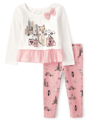 Conjunto de 2 piezas para niñas pequeñas Paris
