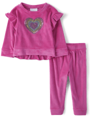 Toddler Girls Heart Velour 2-Piece Outfit Set