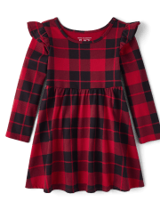 Baby And Toddler Girls Buffalo Plaid Babydoll Dress