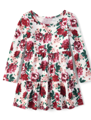Vestido floral escalonado para bebés y niñas pequeñas