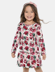 Vestido floral escalonado para bebés y niñas pequeñas