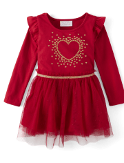 Baby And Toddler Girls Heart Mesh Tutu Dress