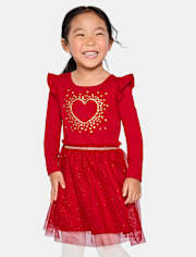 Baby And Toddler Girls Heart Mesh Tutu Dress