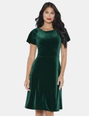 Womens Mommy And Me Velour Fit And Flare Dress