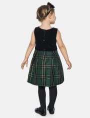 Toddler Girls Matching Family Plaid Velour Fit And Flare Dress