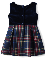 Toddler Girls Matching Family Plaid Velour Fit And Flare Dress