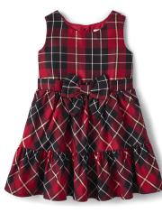 Toddler Girls Matching Family Plaid Satin Tiered Fit And Flare Dress