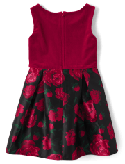 Girls Floral Velour Fit And Flare Dress