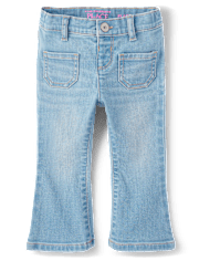 Toddler Girls Patch Pocket Flare Jeans