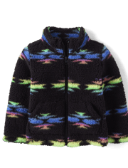 Toddler Girls Print Sherpa Zip-Up Jacket
