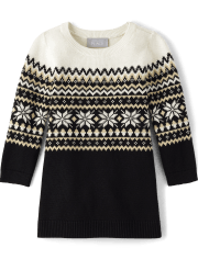 Baby And Toddler Girls Snowflake Fairisle Sweater Dress