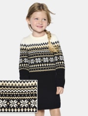 Baby And Toddler Girls Snowflake Fairisle Sweater Dress