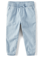 Baby And Toddler Girls Chambray Pull On Jogger Pants