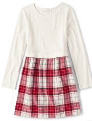 Girls Plaid Flannel Fit And Flare Dress