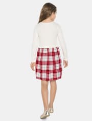 Girls Plaid Flannel Fit And Flare Dress