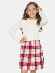 Girls Plaid Flannel Fit And Flare Dress