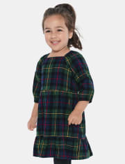 Baby And Toddler Girls Matching Family Plaid Flannel Tiered Dress