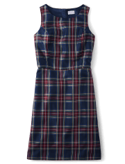 Womens Matching Family Plaid Satin A-Line Dress