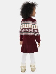 Baby And Toddler Girls Gingerbread Fairisle Peplum Sweater Dress