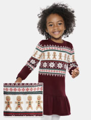 Baby And Toddler Girls Gingerbread Fairisle Peplum Sweater Dress