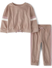 Toddler Girls Colorblock Velour 2-Piece Outfit Set