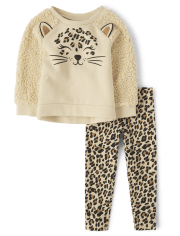 Ensemble de tenue 2 pièces léopard pour petites filles