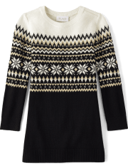 Girls Snowflake Fairisle Sweater Dress