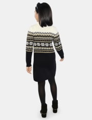 Girls Snowflake Fairisle Sweater Dress