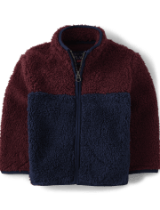 Baby And Toddler Boys Colorblock Sherpa Zip-Up Jacket
