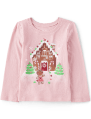 Baby And Toddler Girls Gingerbread House Graphic Tee