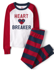 Pijama de algodón ajustado para niños Heart Breaker