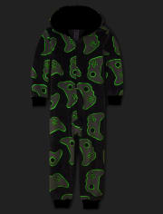 Boys Glow Gamer Sherpa One Piece Pajamas