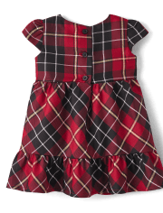 Baby Girls Matching Family Plaid Satin Tiered Fit And Flare Dress