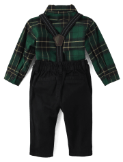 Baby Boys Matching Family Plaid Oxford 3-Piece Outfit Set