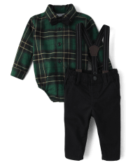Baby Boys Matching Family Plaid Oxford 3-Piece Outfit Set
