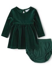 Vestido babydoll de terciopelo para bebés mamá y yo