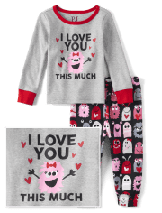 Pijamas de algodón ajustados Monster para bebés y niñas pequeñas
