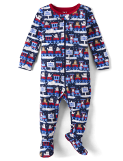 Baby And Toddler Boys Family Express Snug Fit Cotton Footed One Piece Pajamas