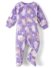 Pijamas de una pieza con patas de forro polar para bebés y niñas pequeñas