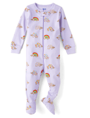 Baby And Toddler Girls Rainbow Snug Fit Cotton Footed One Piece Pajamas