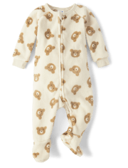 Baby And Toddler Girls Bear Fleece Footed One Piece Pajamas