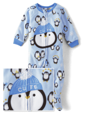 Baby And Toddler Boys Penguin Fleece Footed One Piece Pajamas