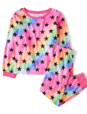Girls Rainbow Star Fleece Pajamas