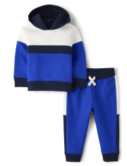 Baby And Toddler Boys Colorblock Fleece 2-Piece Outfit Set